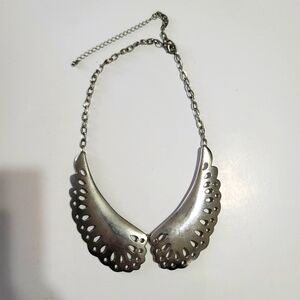 Silver Angel‎ Wings Collar Bib Necklace Vtg 2000s Western Cowgirl Boho Roundtop
